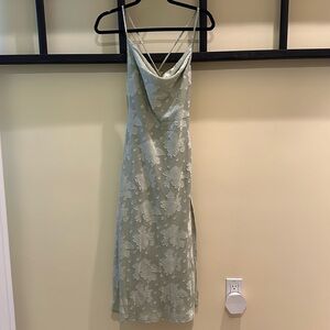 Medium, Green Floral Wedding Guest Midi Dress